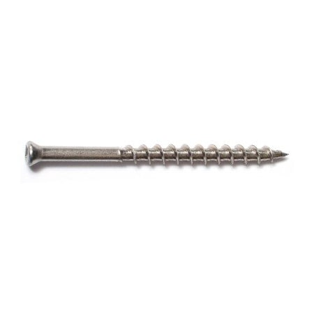 Buildright Deck Screw, #7 x 2-1/4 in, 18-8 Stainless Steel, Trim Head, Square Drive, 157 PK 09150